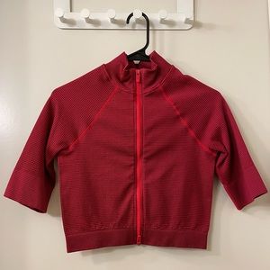 Fabletics red short sleeve cycle zip up
